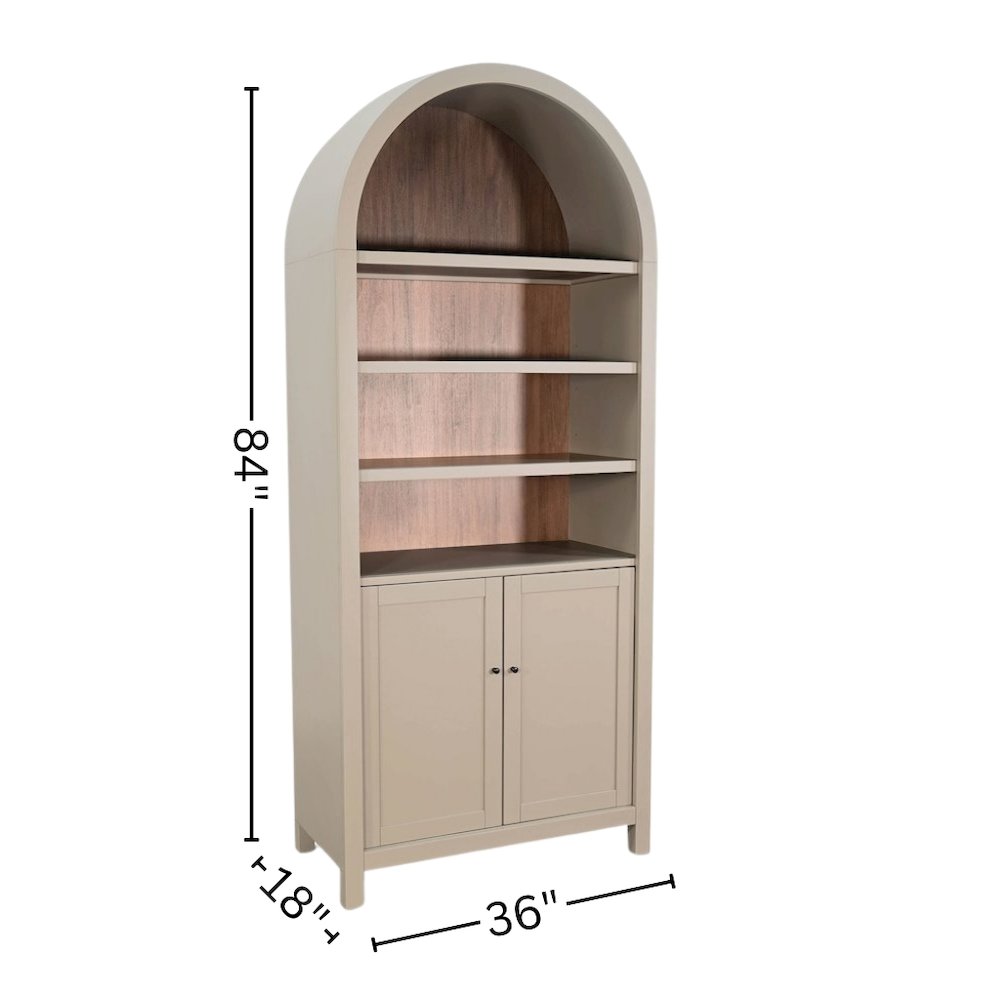 Gray Solid Wood Arched Cabinet with Doors, Hutch Cabinet with Storage. Picture 4