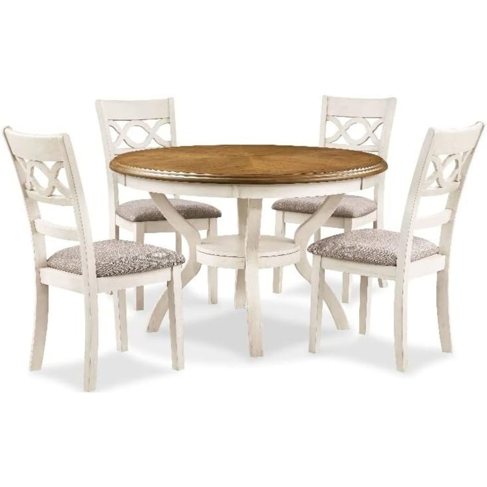 Cori 5-Piece Solid Wood Dining Set in Beige/Brown. Picture 3