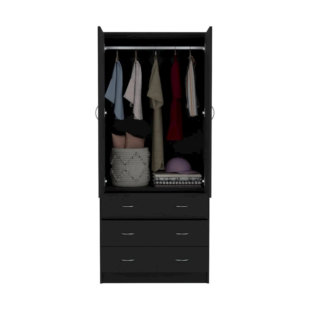 Taly 2 Doors 3 Drawers Armoire Black Black MDF. Picture 2