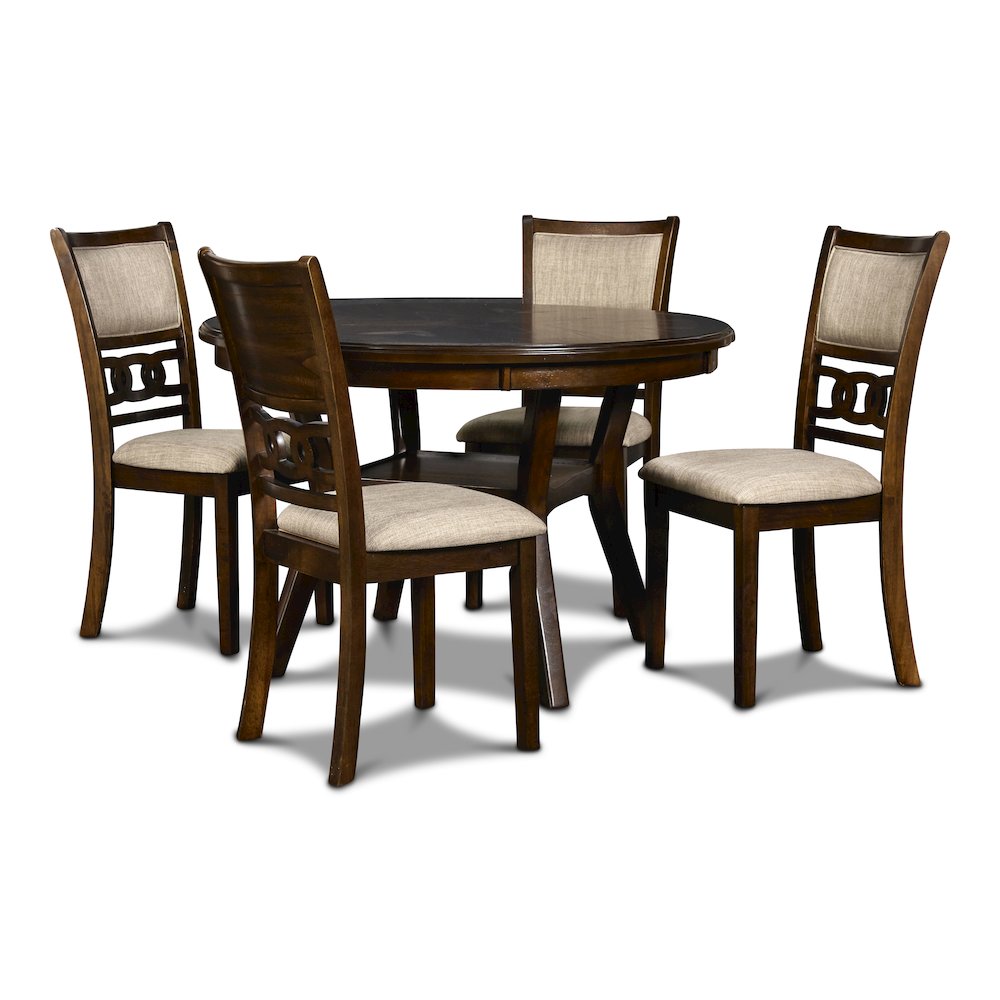 Gia 5-Piece 47" Wood Round Dining Set, Brown. Picture 1