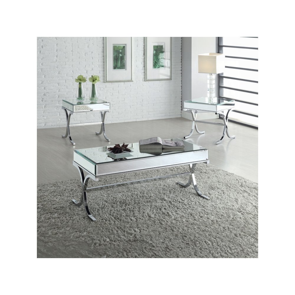 Yuri End Table, Mirrored & Chrome. Picture 4