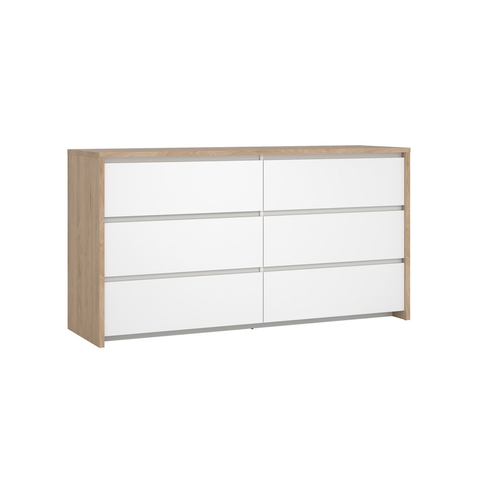 Next 6 Drawer Double Dresser, Jackson Hickory/White High Gloss. Picture 3