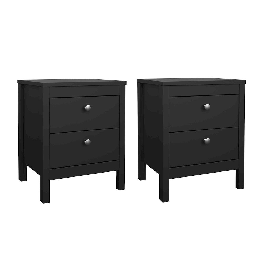 Madrid 2 Drawer Nightstand - Set of 2, Matte Black. Picture 6