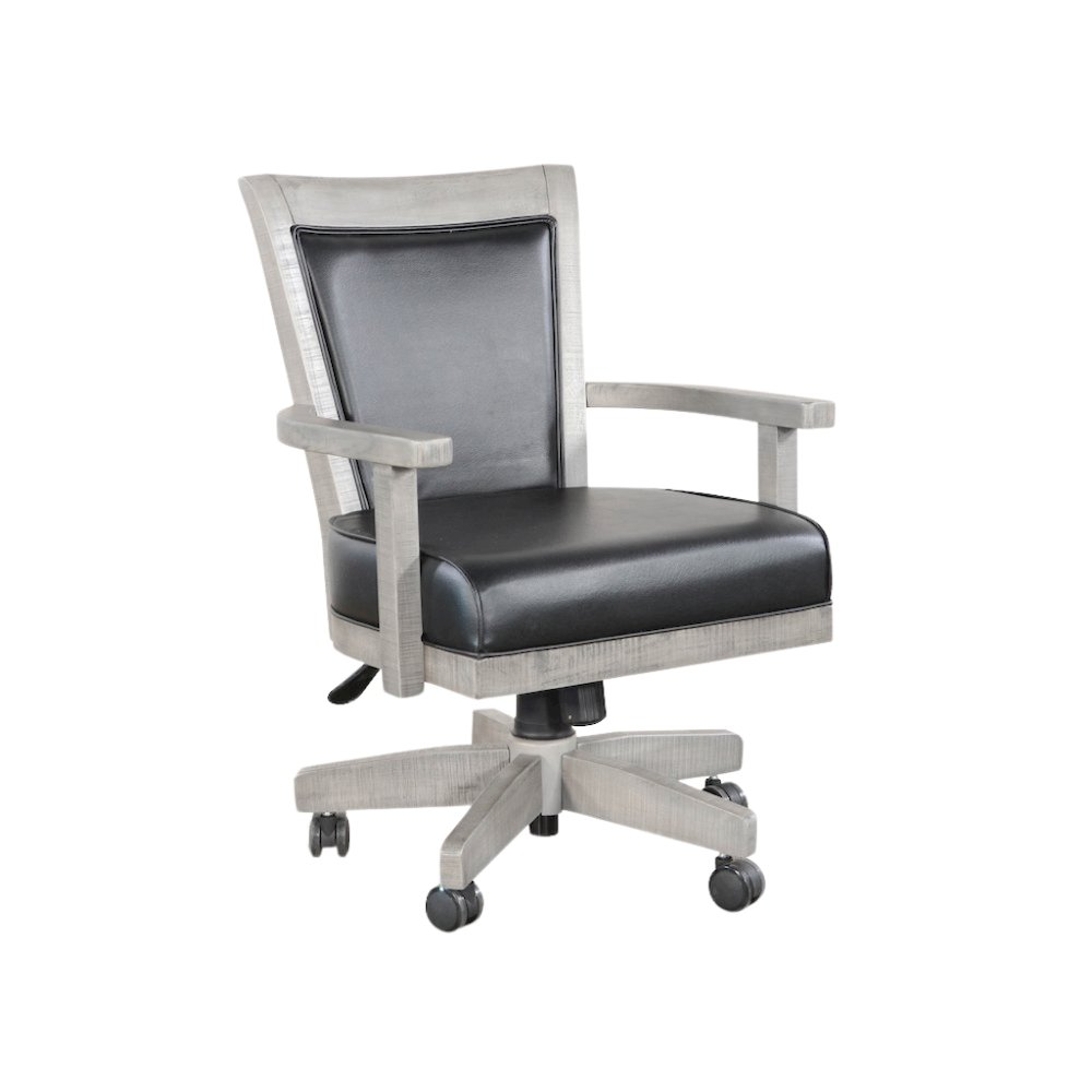 Gray Solid Wood Game Chair with Casters, Cushion Seat for Poker Table Chairs. Picture 1