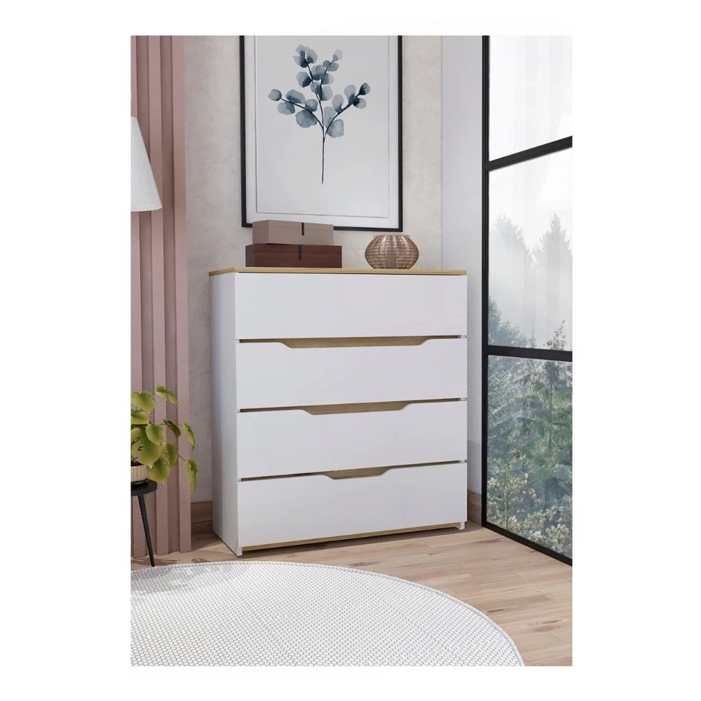Zoe Dresser White / Light Oak MDF. Picture 3