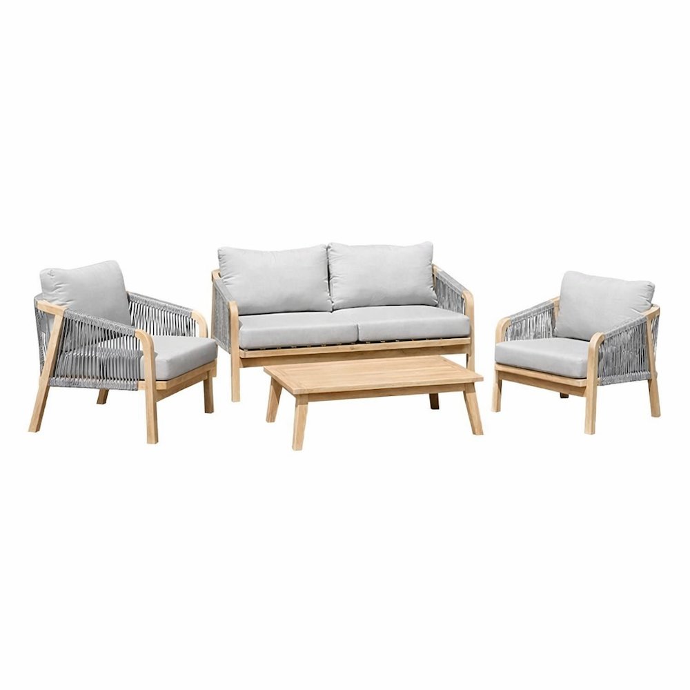 Lola 4 Piece Sofa Set Grey In Acacia. Picture 1