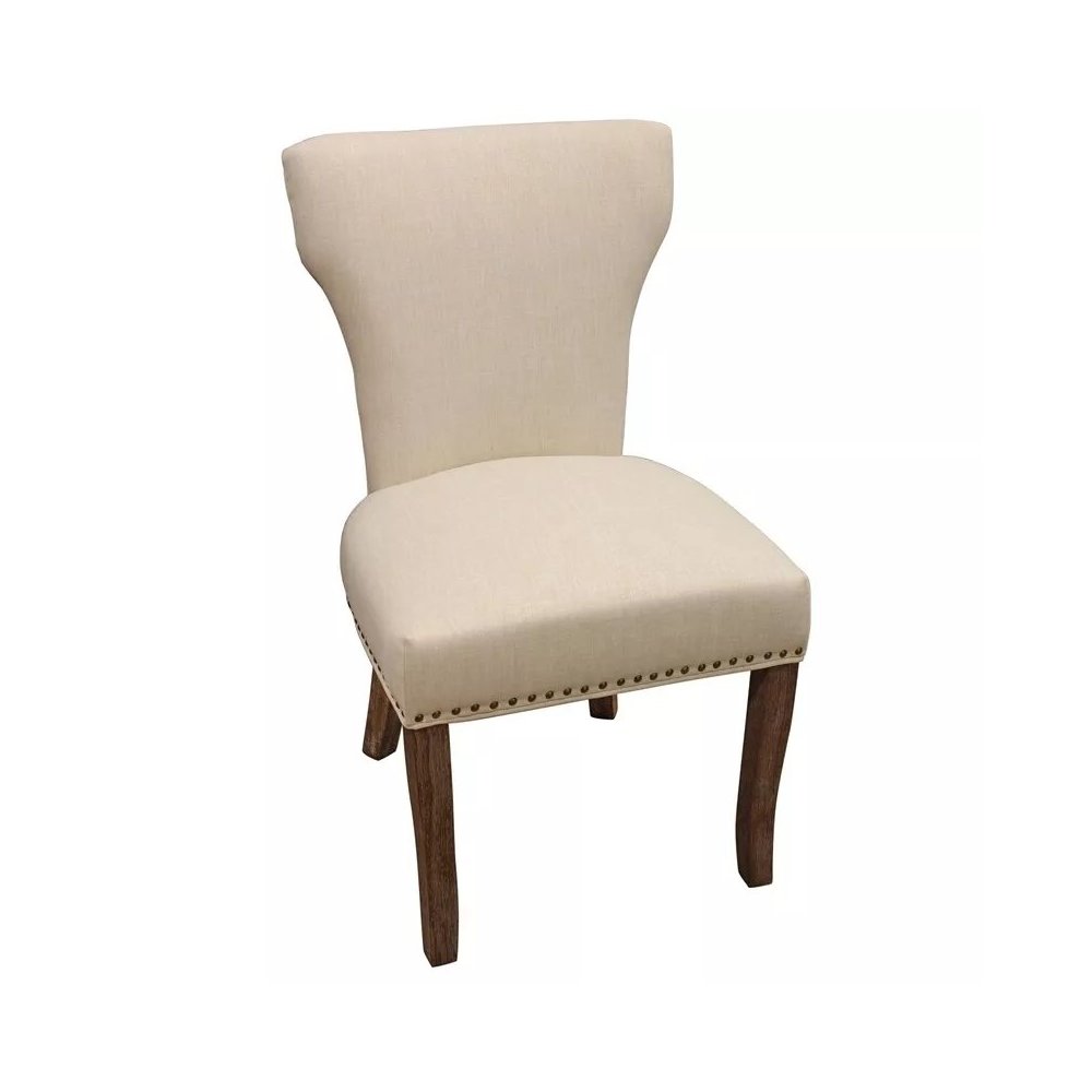 Transitional Jill Side Chair In Ivory Weave Fabric 2-Piece Set. Picture 3