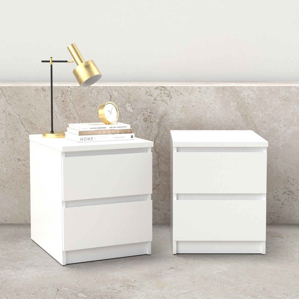 Scottsdale 2 Drawer Nightstand - Set of 2, White High Gloss. Picture 2