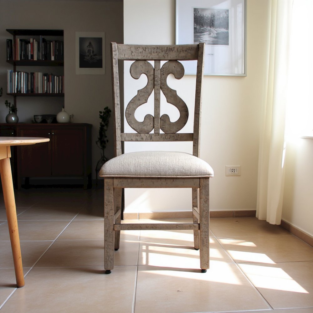 Taupe/Grey Wooden Swirl Back Side Chair Set. Picture 10