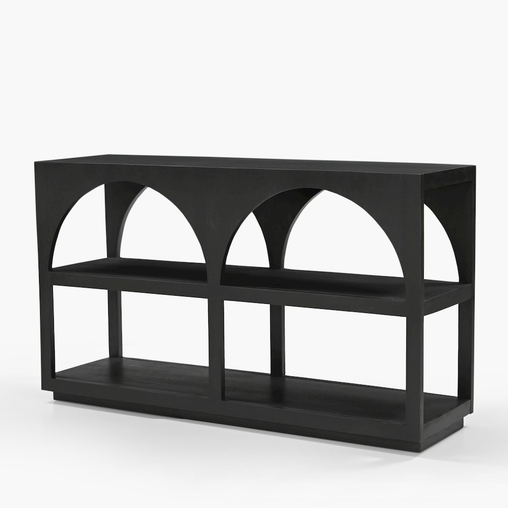 Bela Small Matte Black Arched Console Table. Picture 1