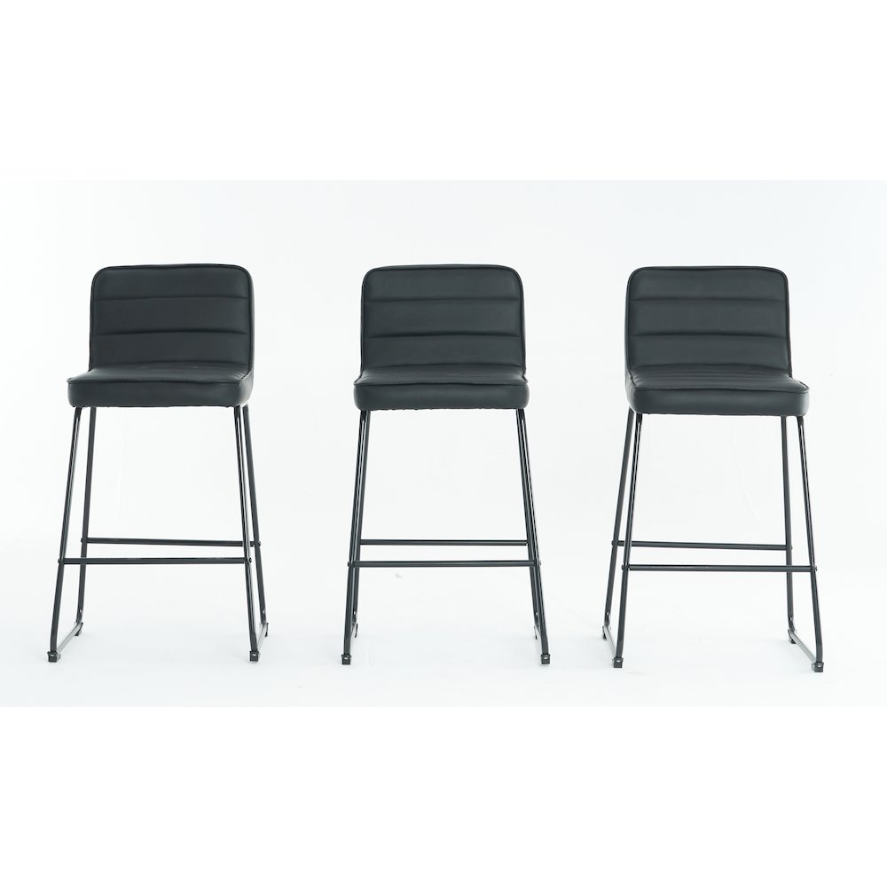 Home 2 Office Set of 3 Lakeview Upholstered Modern Black Barstools 26" Height. Picture 2