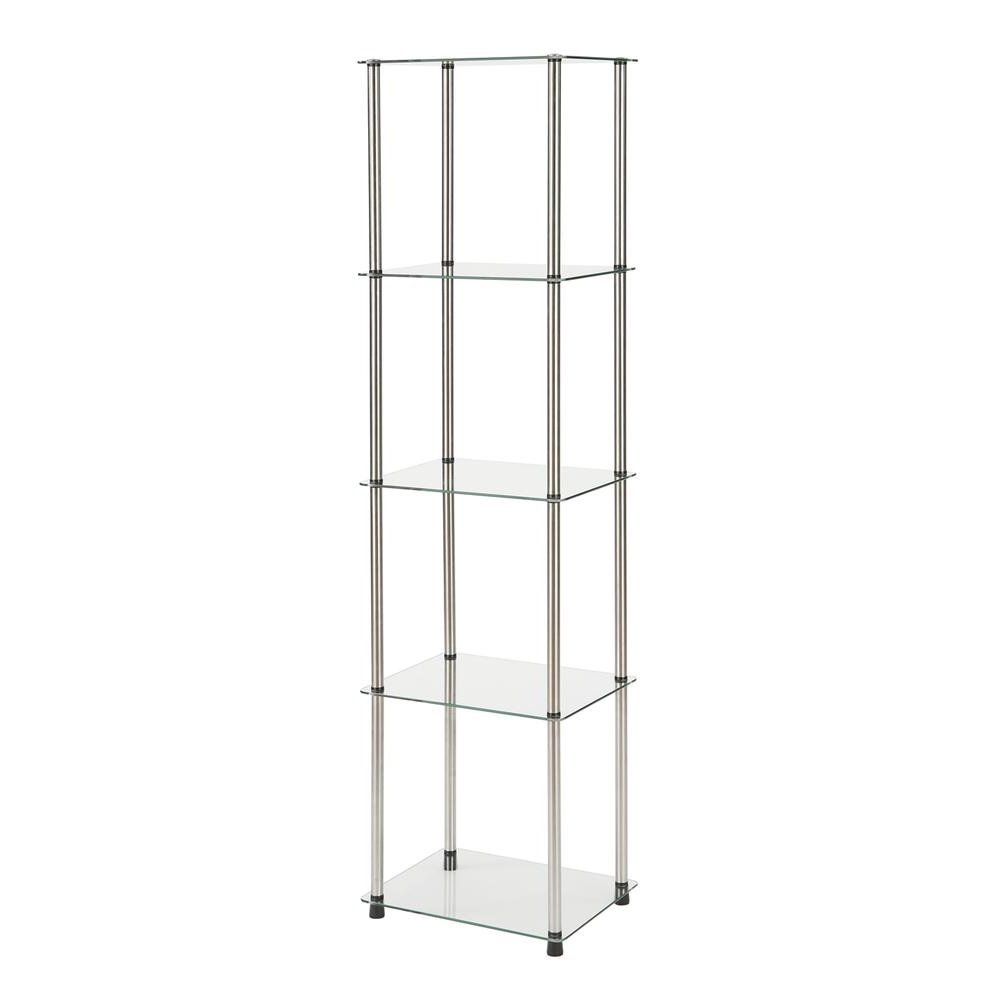Clear 5-Tier Tempered Glass Tower, Elegant Display Stand for Modern Interiors. Picture 2