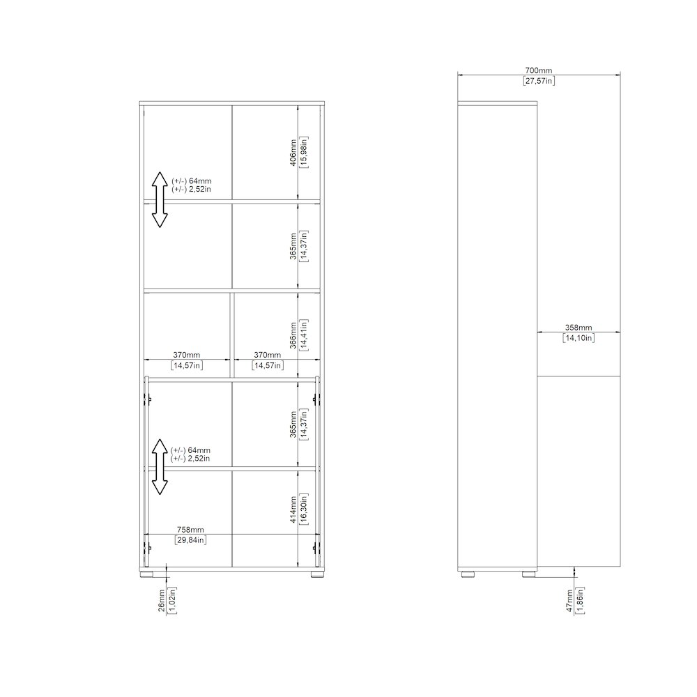 6 Shelf Boockase with 2 Doors, Home Office Storage. Picture 10