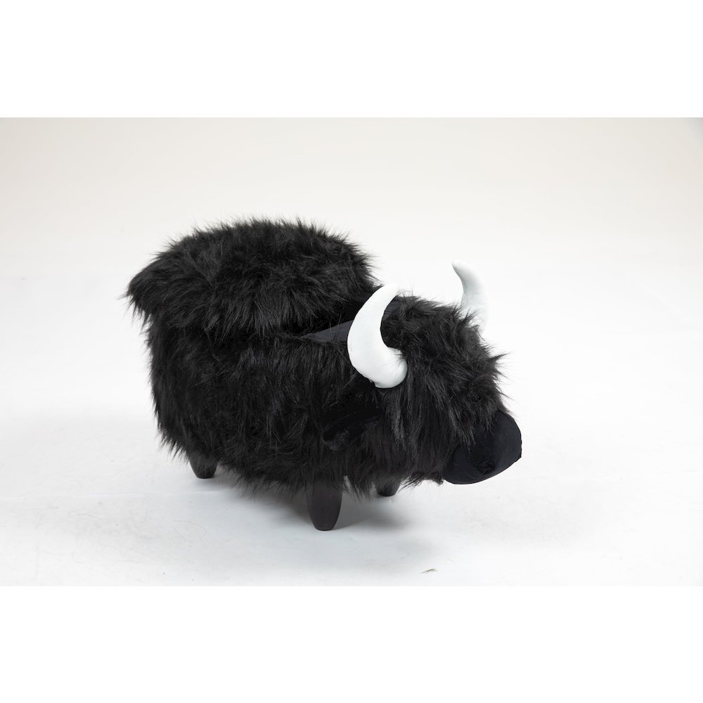 Home 2 Office Kids Harry the Cow Animal Sorage Ottoman Stool - Black Fur. Picture 1