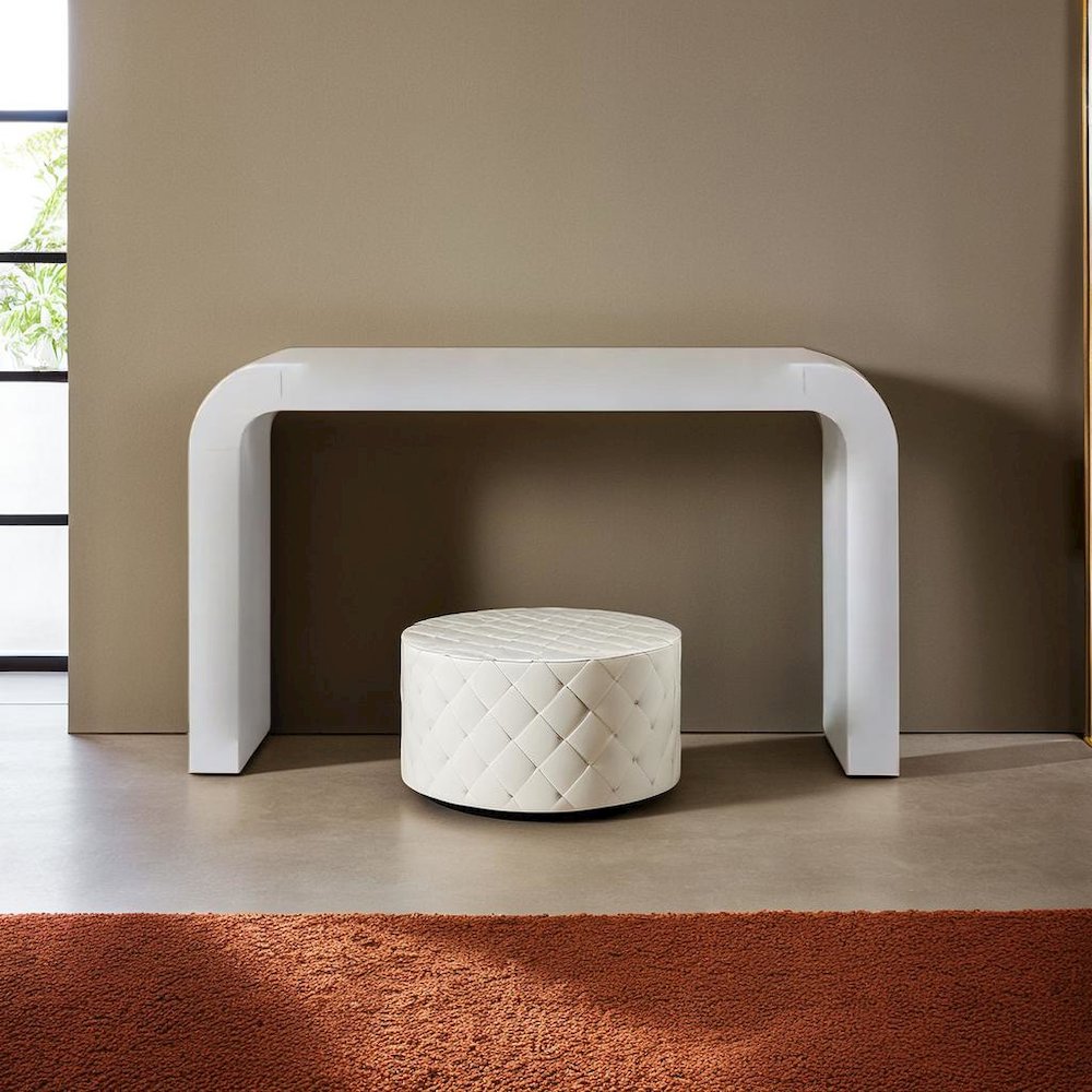 Elegant Curved White Console Table Perfect for Modern Entryways and Decor. Picture 4