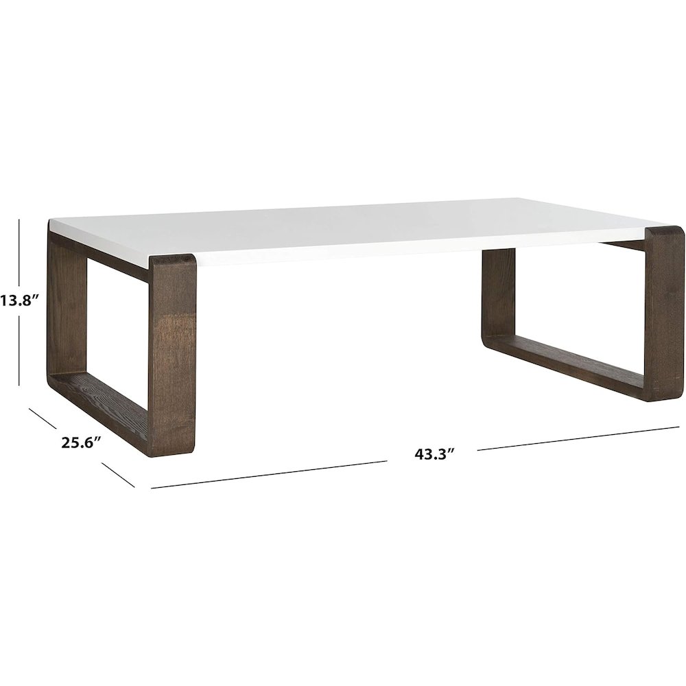 Home Collection Bartholomew Mid-Century Modern White and Dark Brown Coffee Table. Picture 2