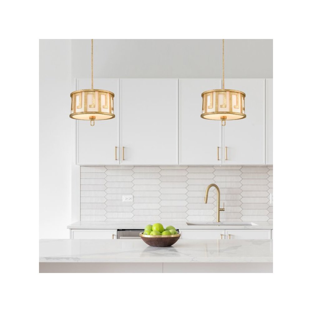 Lemuria 2 Light Medium Pendant - Lacquered Black Gold, Ivory Shade. Picture 4