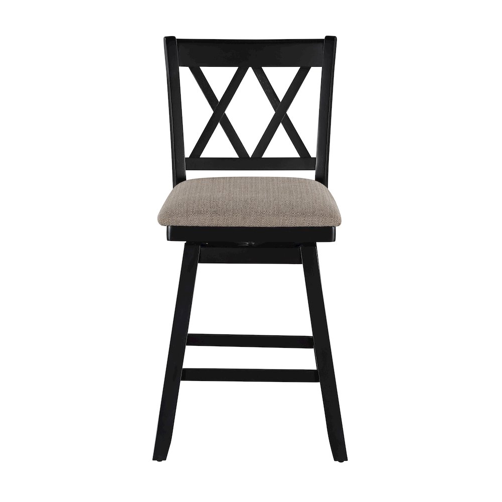24in Brookline Swivel Barstool Pure Black. Picture 2