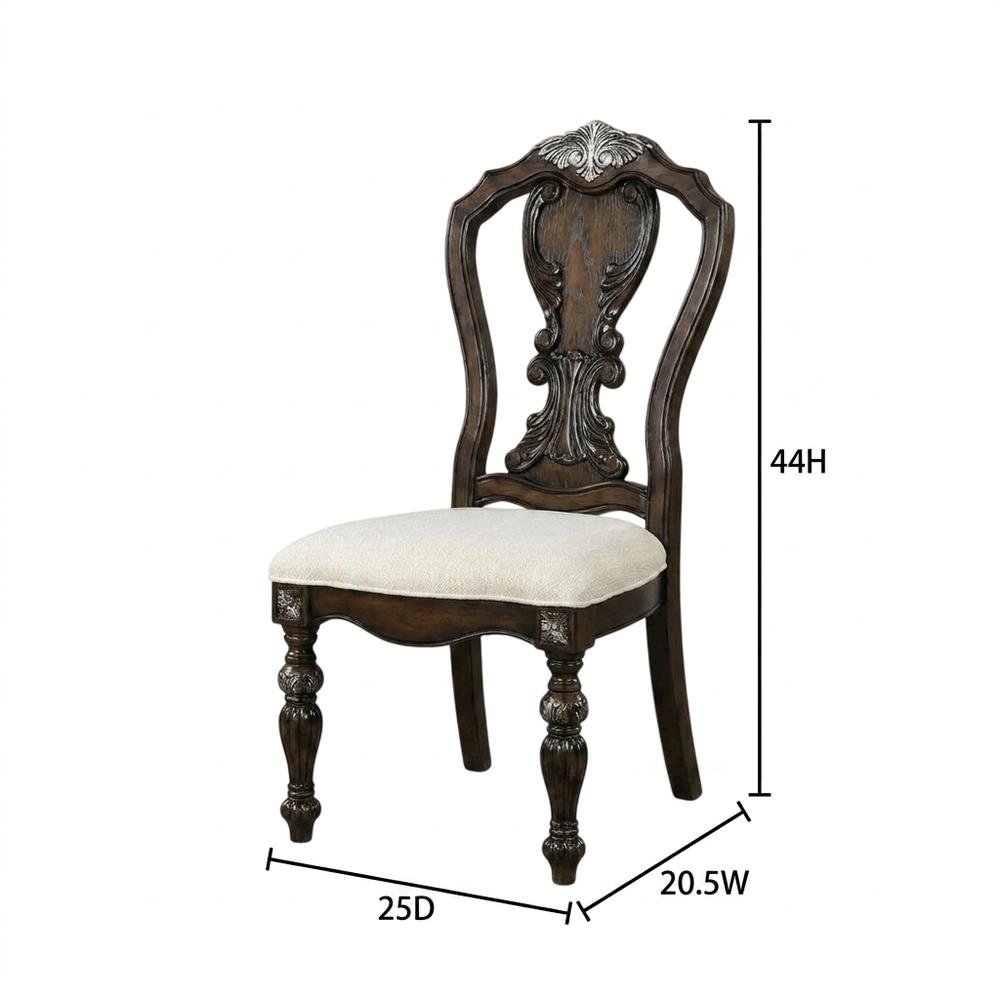 Dark Brown Upholstered Dining Side Chairs with Cushioned Seating, Set of 2. Picture 8