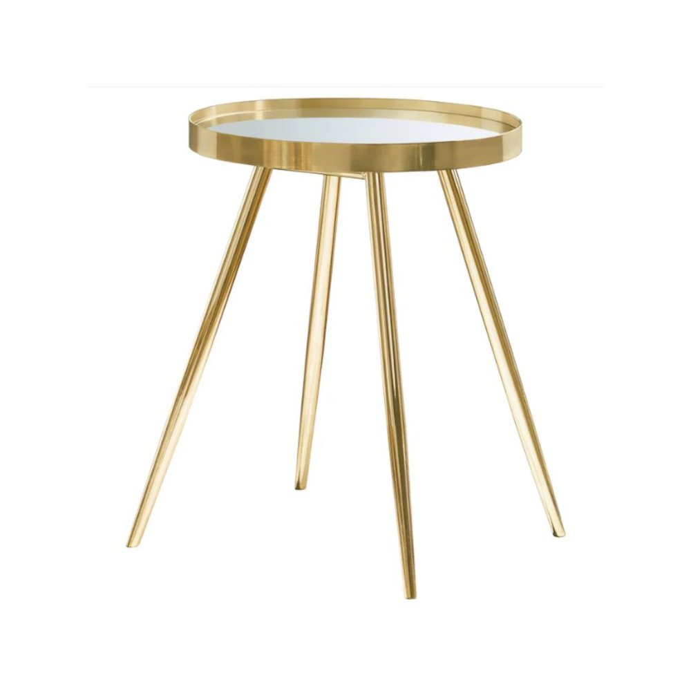 Kaelyn 3-piece Round Coffee and End Table Set Gold. Picture 3
