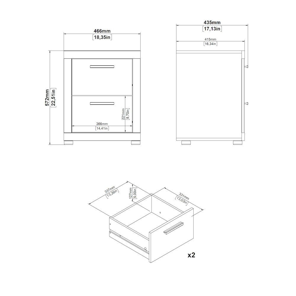 2 Drawer Nightstand - Set of 2. Picture 10