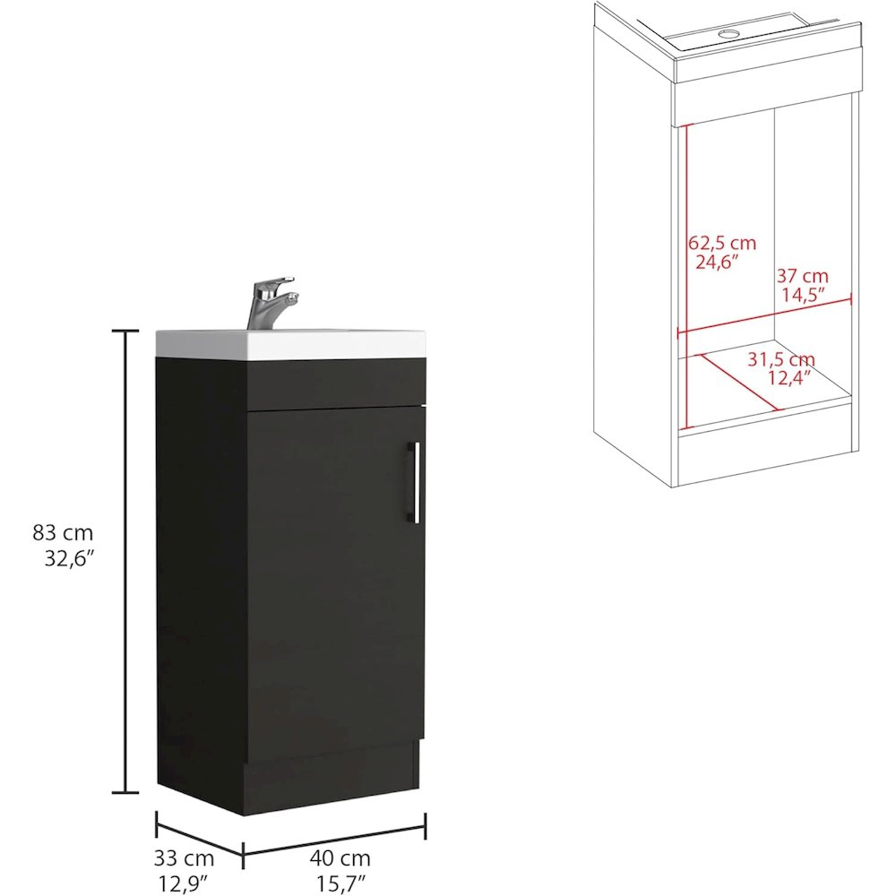 Madrid 16" Bathroom Vanity Black MDF. Picture 2