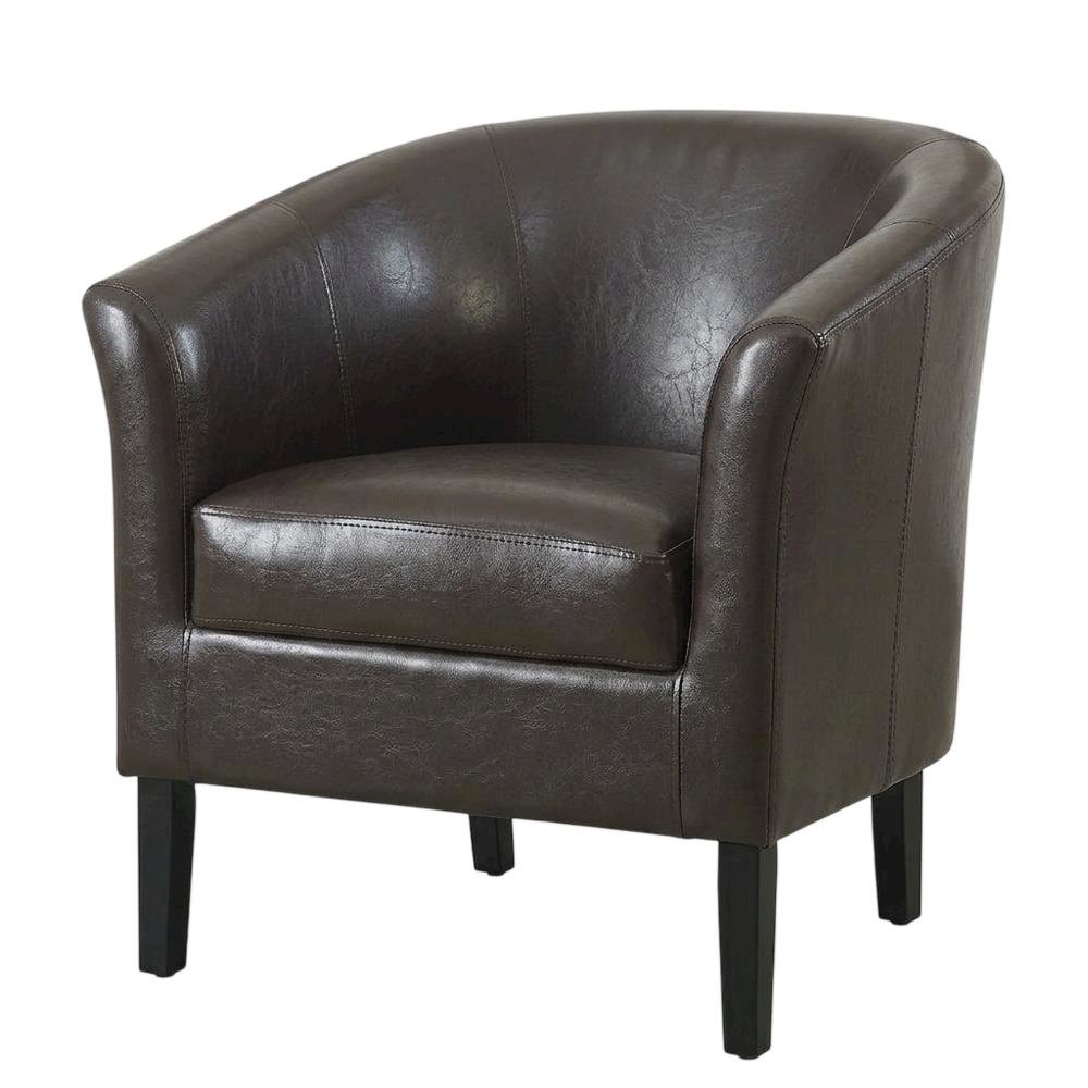 Brown Armchair with Faux Leather Upholstery and Cushioned Seat for Modern Living. Picture 1