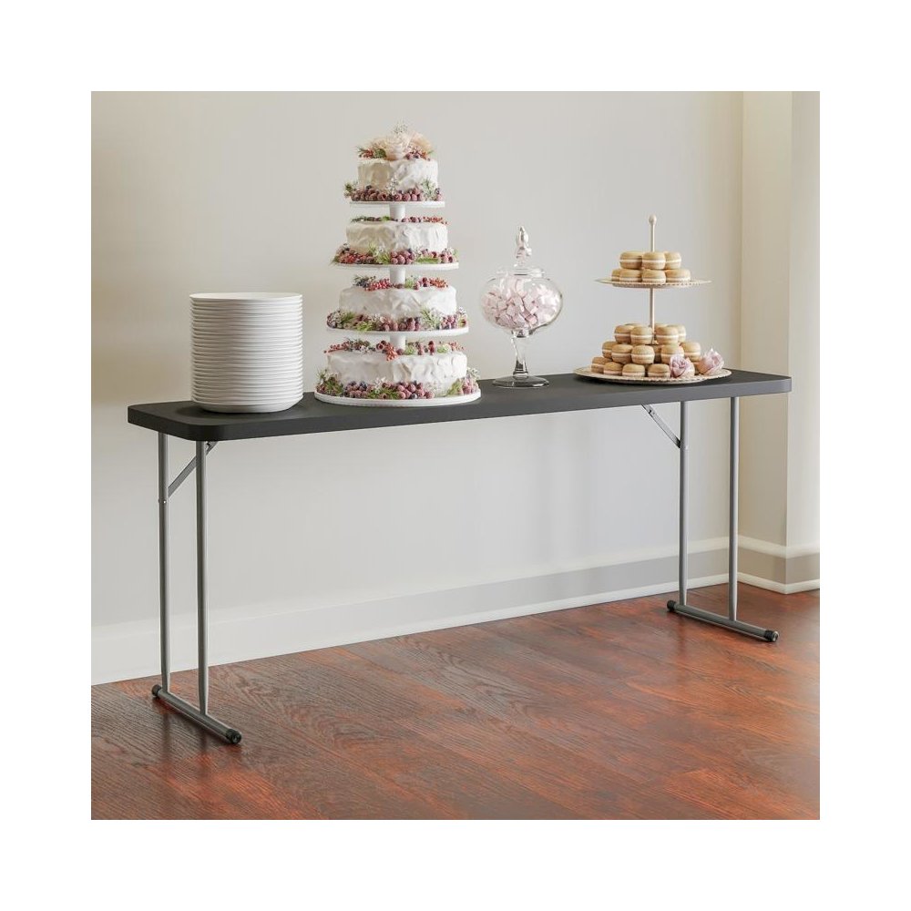 6-Foot Black Plastic Folding Training Table. Picture 2
