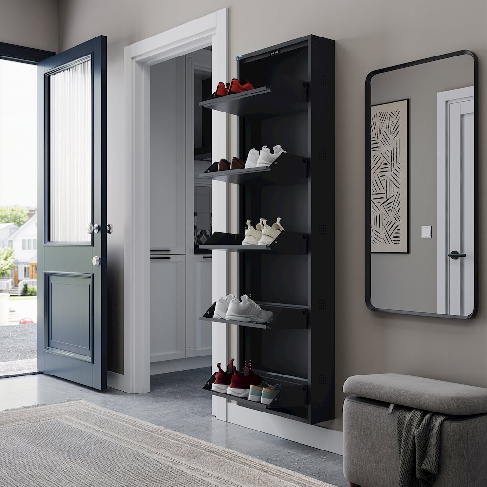 Antibacterial 5 Tier metal shoe cabinet side holes. Picture 4