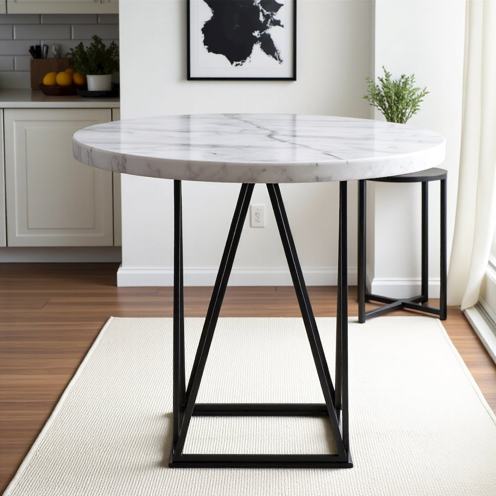 White Marble Top Counter Height Dining Table. Picture 8