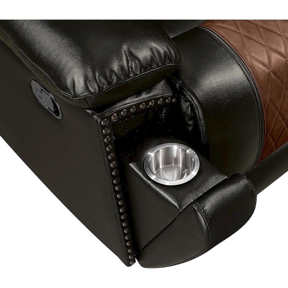 Nikko 2-Piece Faux Leather Manual Living Room Set, Brown. Picture 13