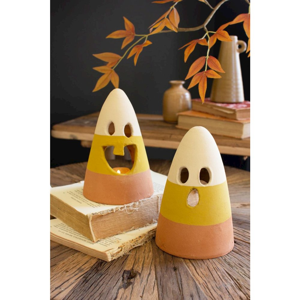 Set Of Two Candy Corn Lanterns. Picture 1