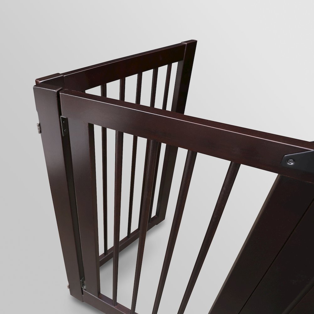 American Trails Free Standing Pet Gate with Door-Espresso. Picture 7
