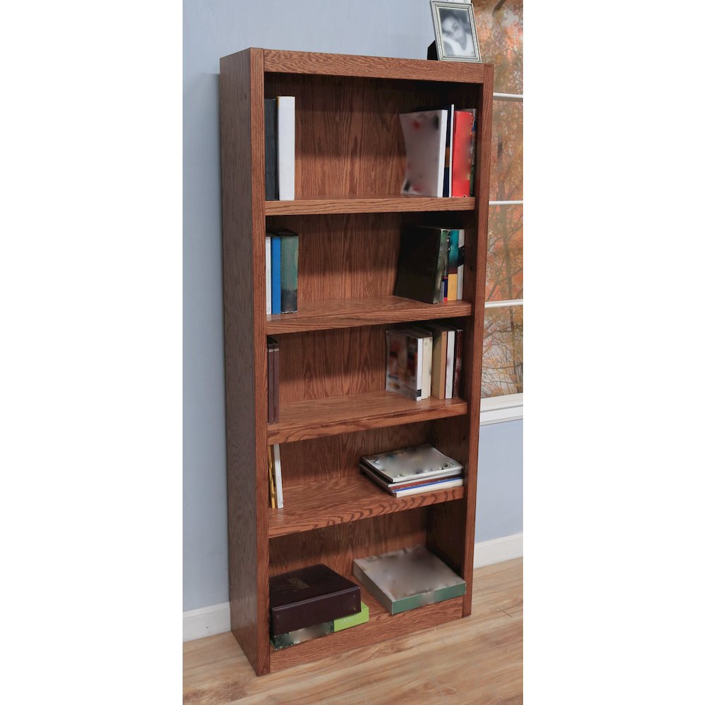 Concepts in Wood Single Wide Bookcase, 5 Shelves, Dry Oak Finish. Picture 2