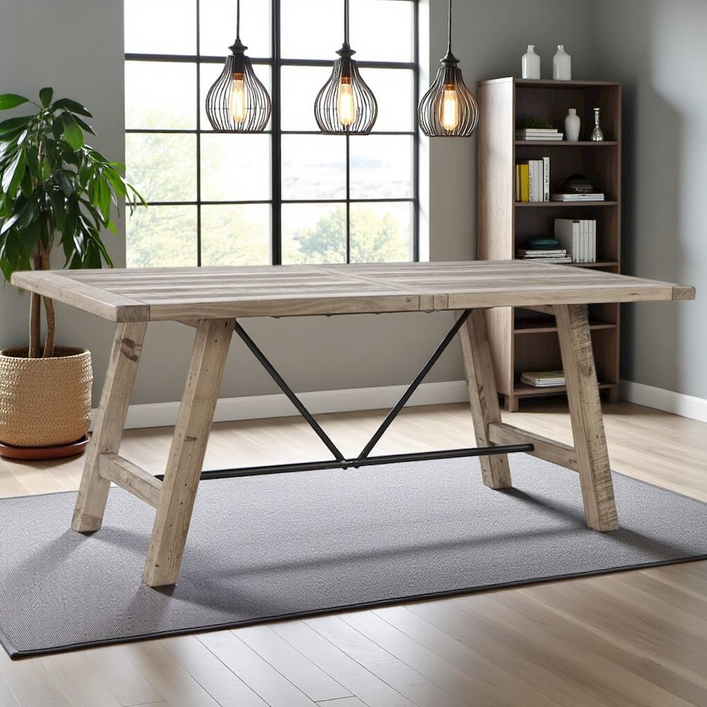 Solid Wood Rectangle Dining Table – Classic Dining Room Table for 6. Picture 3