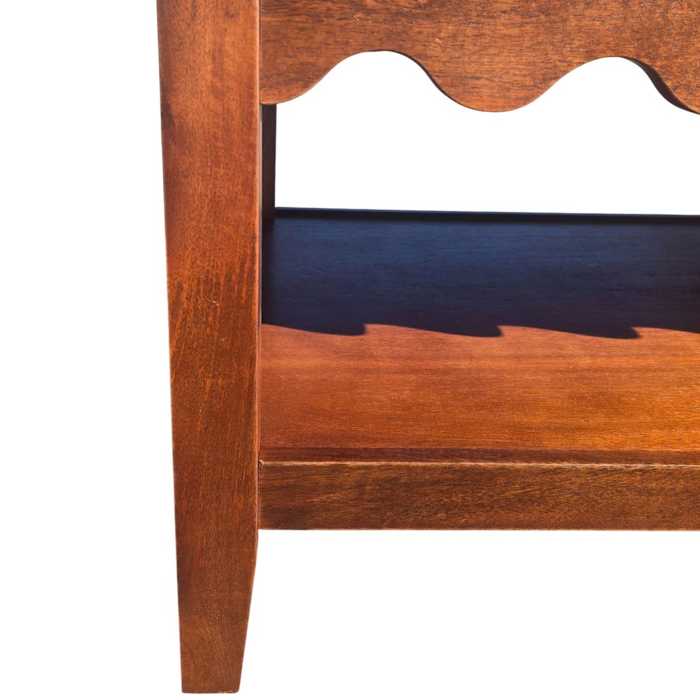 Scallop Coffee Table - Rectangular Mango Wood Side Table - Lower Shelf. Picture 10