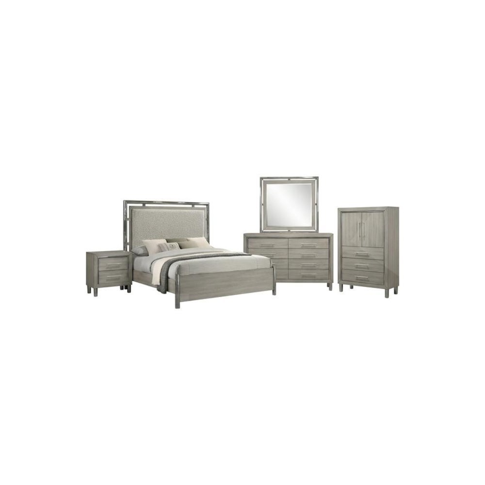 New Classic Furniture Lennox 5Pc Wood Queen Bedroom Set w Chest in Gray. Picture 1