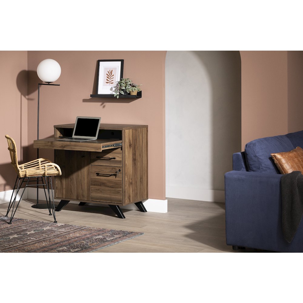 Flam Multi-Function Secretary Desk, Natural Walnut. Picture 2
