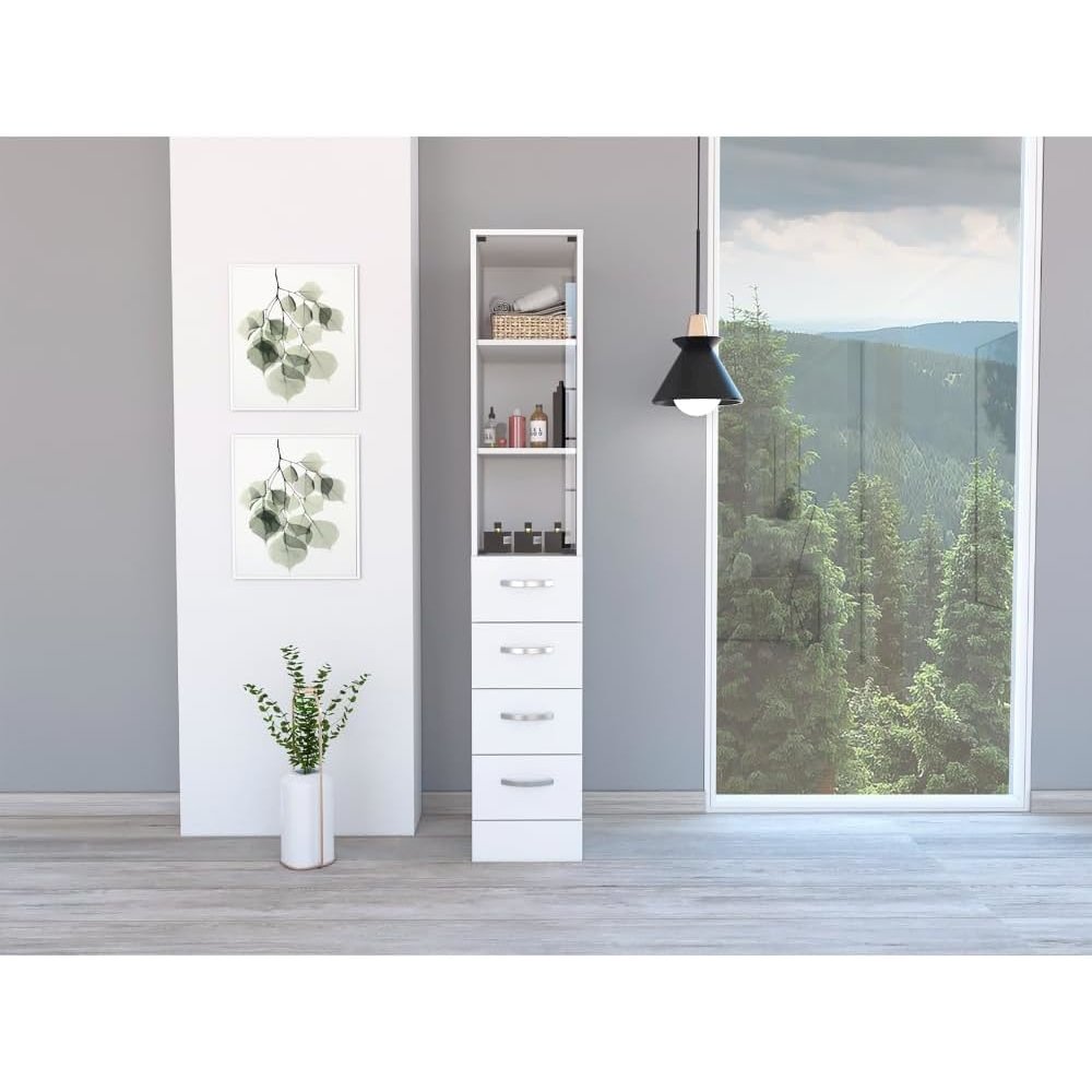 Vangard Linen Cabinet White MDF. Picture 2