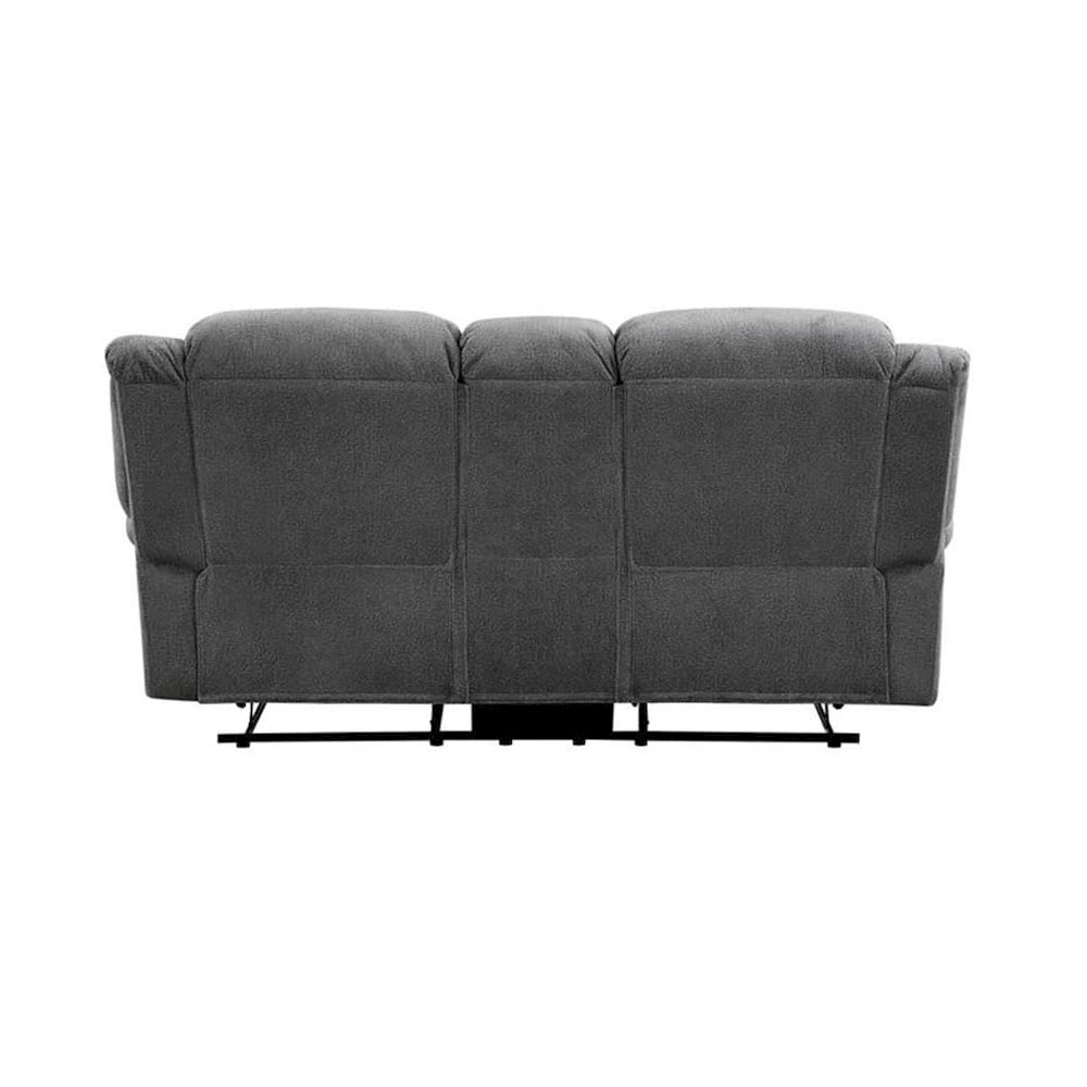 Brennen Microfiber Double Reclining Love Seat With Center Console In Charcoal. Picture 3