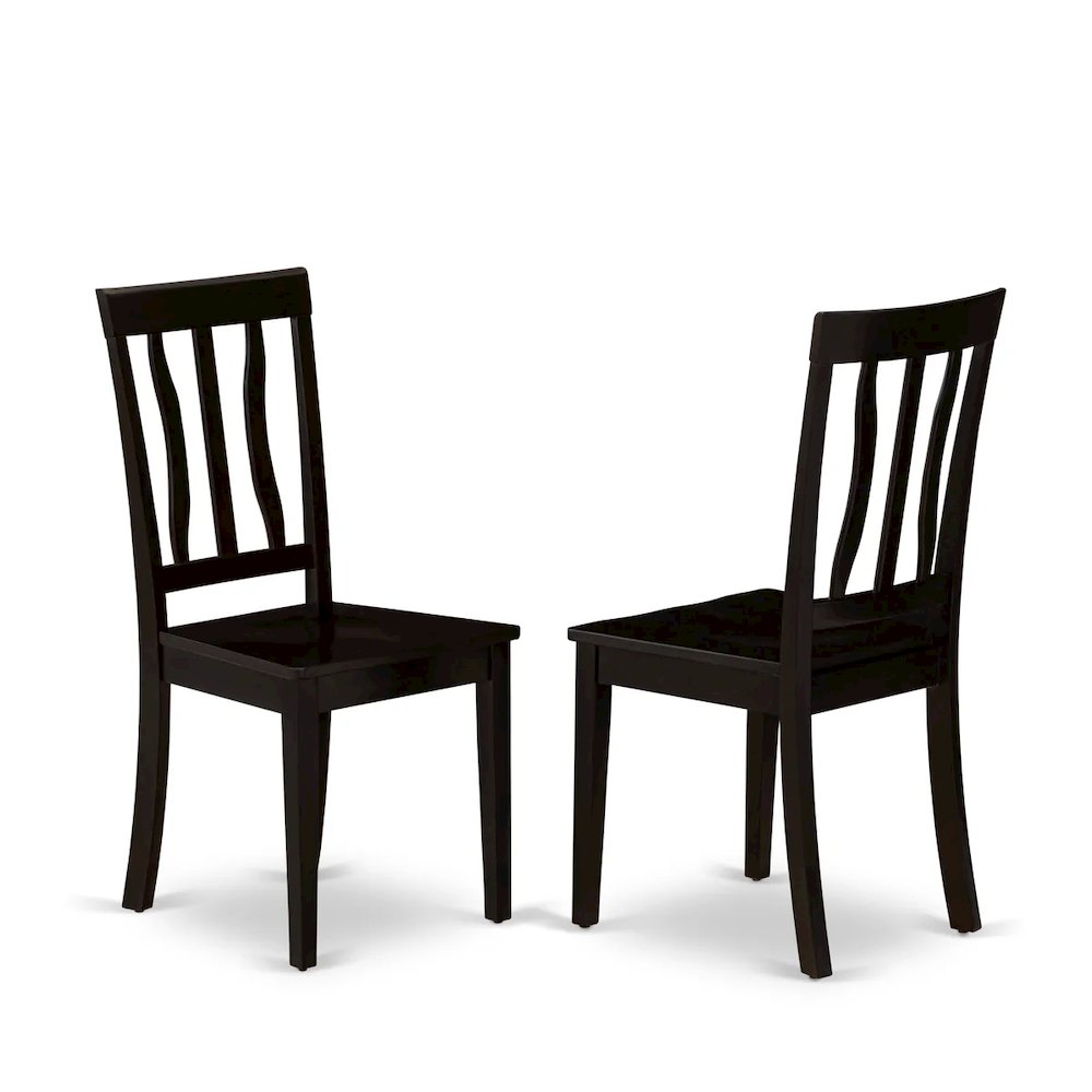 Antique Dining Room Chairs - Slat Back Wooden Seat Chairs, Set of 2. Picture 1