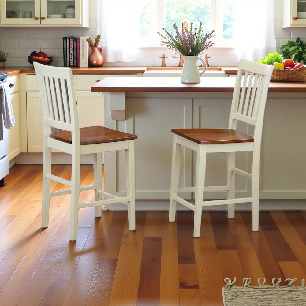 Elegant Wooden Bar Stools – Counter Height Chairs with Back, Set of 2. Picture 3