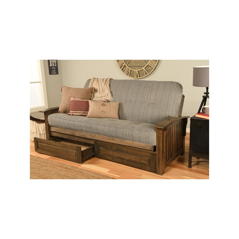 Washington Frame-Rustic Walnut Finish-Taxi Seaport Mattress-Storage Drawers. Picture 2