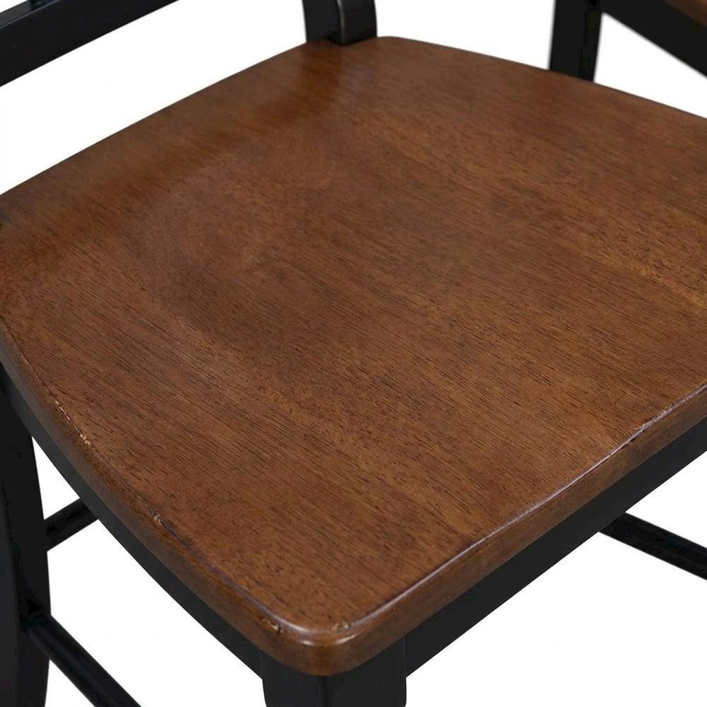 Casual Oak-Black Finish Side Chair with Distressed Look and Solid Rubberwood. Picture 5