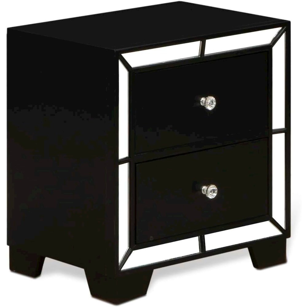 East West Furniture Nella Wood Nightstand with 2 Drawers for any Bedroom - Black Legs. Picture 1