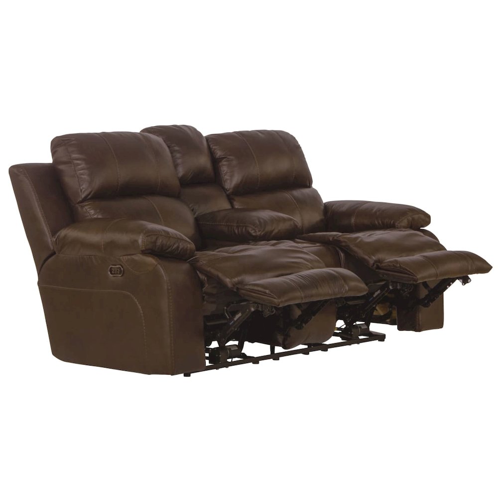 Positano Italian Top Grain Leather Match Power Reclining Console Loveseat. Picture 4