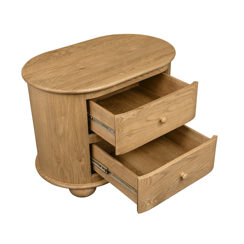 Astrid 2 - Drawer Nightstand In Solid Oak Wood. Picture 8