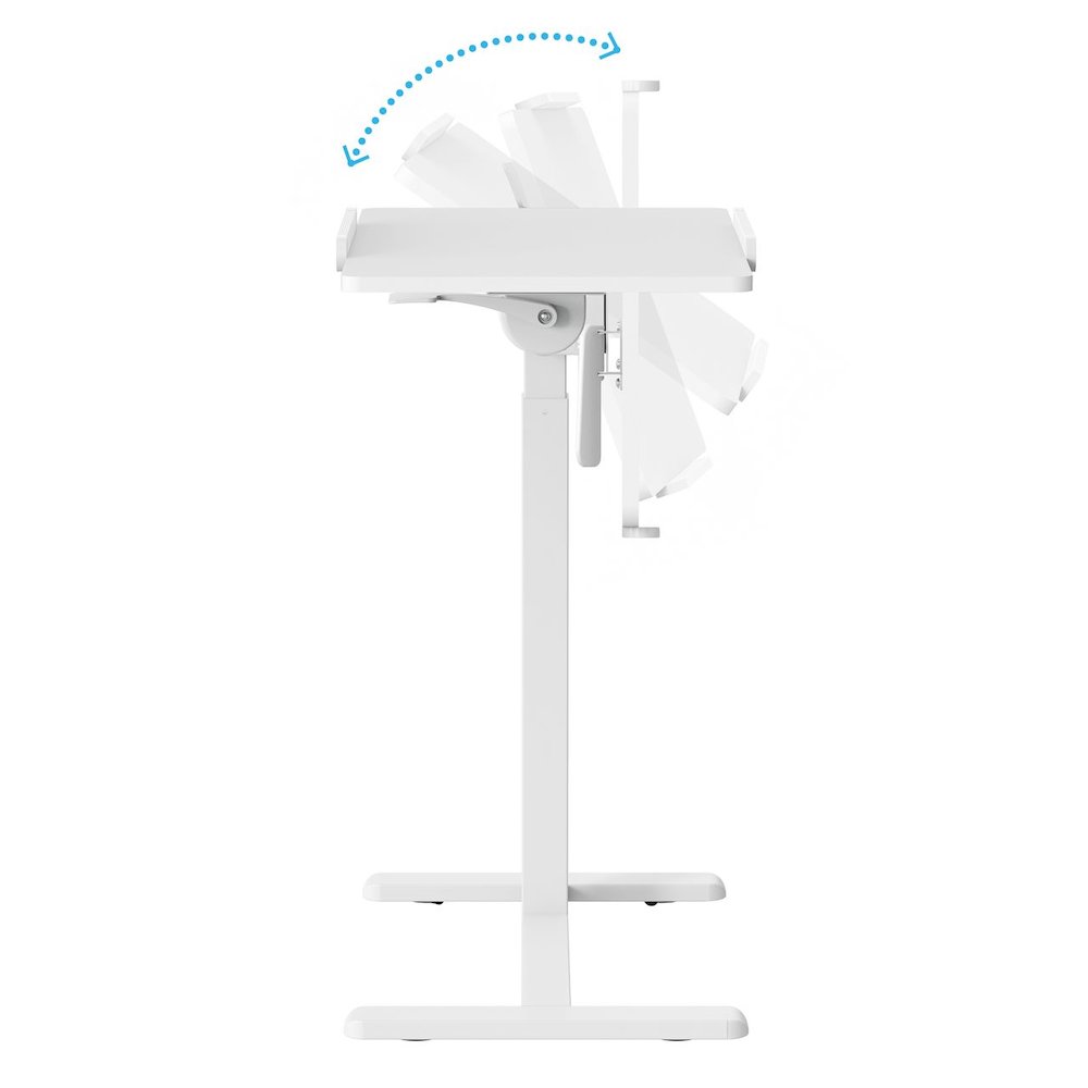 Techni Mobili Sit-to-Stand Rolling Adjustable Laptop Cart, White. Picture 5