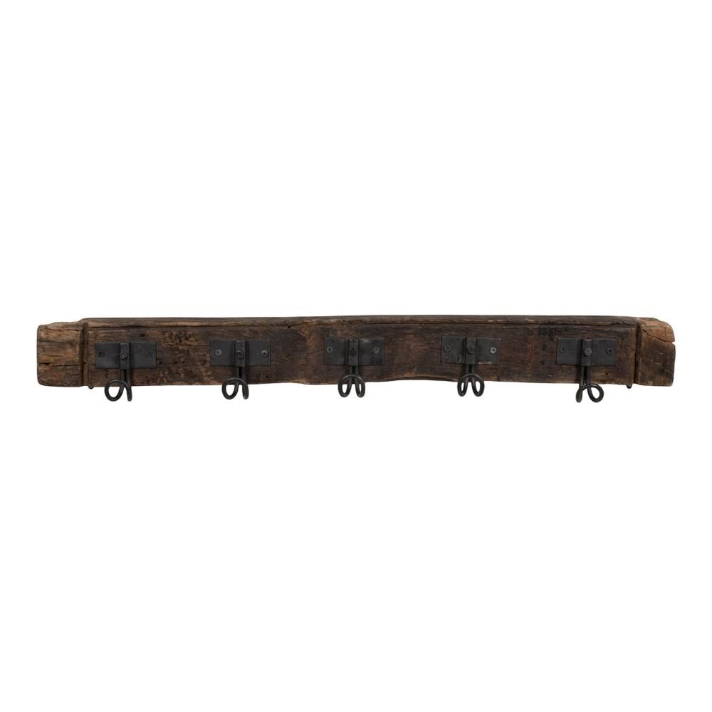 Recycled Wood Coat Rack With Five Wire Hooks. Picture 1