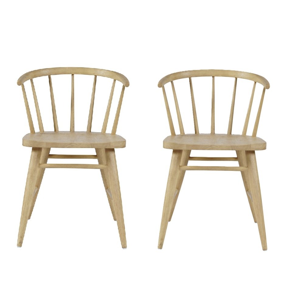 Fitz Traditional Solid Wood Curved Back Spindle Dining Chair (Set of 2). Picture 1